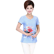 Fashion Women T shirts Print T-shirt Women V-neck Top Short Sleeve XL-4XL Female Plus Size tops 70921 GS