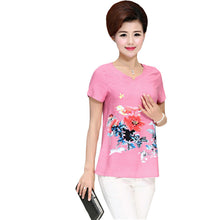 Fashion Women T shirts Print T-shirt Women V-neck Top Short Sleeve XL-4XL Female Plus Size tops 70921 GS