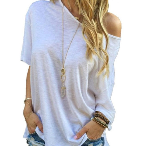 Fashion women Casual White Blouse cotton Off Shoulder Top Korean Style blouse Short sleeve Loose Women Shirts ropa mujer GS