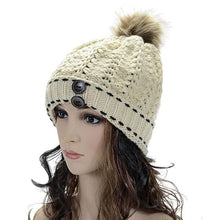 Hat Female Knitted Women's Wool Warm Wood Buckle Knitted Wool Hat kadin vardir yellow beanie hat Promotion G31012 GS