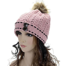 Hat Female Knitted Women's Wool Warm Wood Buckle Knitted Wool Hat kadin vardir yellow beanie hat Promotion G31012 GS