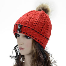 Hat Female Knitted Women's Wool Warm Wood Buckle Knitted Wool Hat kadin vardir yellow beanie hat Promotion G31012 GS