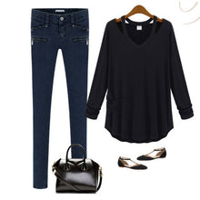 High Quality Brand New Fashion Women Plus Size Tops Long Sleeve V-neck Blouse Off Shoulder Shirt 70433 GS