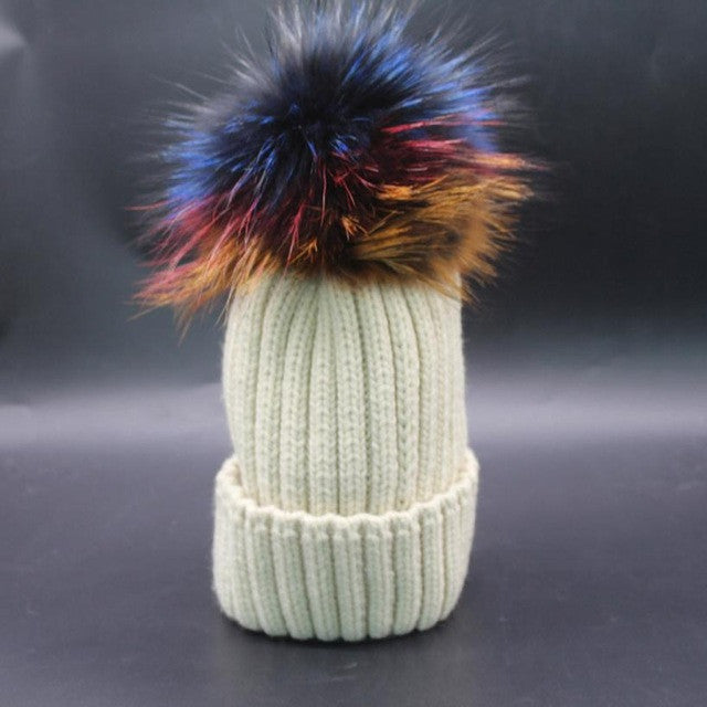 High Quality Hats With Fur Pompon Ball Caps For Russia   Beanies Women Knitting Wool Hats Female Cap Skullies GS
