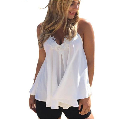 Hot Sale Chiffon Women Shirt Sexy Top Sleeveless Tank Tops Ladies Camisole haut femme YW GS