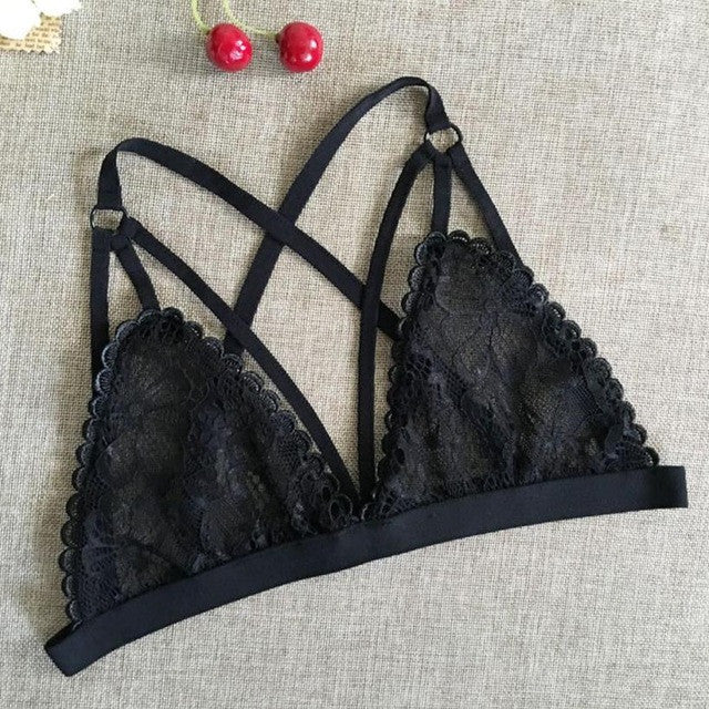 Hot Sale  Black White Crochet Crop Top Women Sexy Cropped Tops Backless Lace Halter Camis Unpadded Top Bra YLYL GS