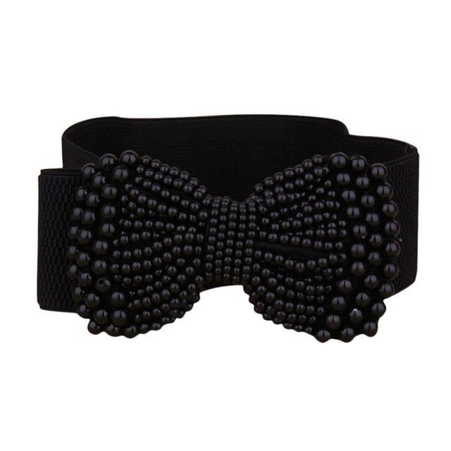 Hot Sale Women Bowknot Cummerbund Stretch Elastic Bow Fashion Wide Waistband Waist Belts For Women Ceinture Femme YD15 GS