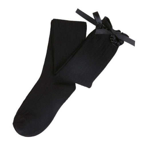 Hot Sale Women's Cotton Elastic Leggings   Over Knee Bow Solid Fashion Thigh High Long Stockings 1128# GS