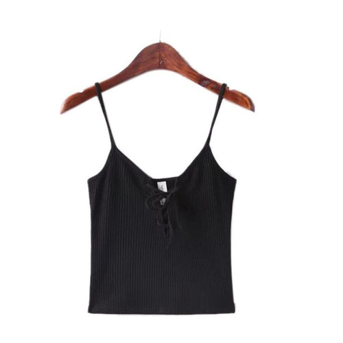Hot Sellng Sexy Tanks tops For Women Solid Lacing Short V Neck Slim Women Tank Top Vest Haut Femme 6 Colors GS