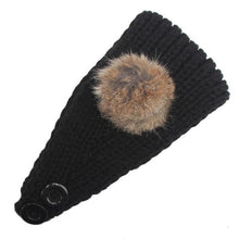 Korean Fashion Faux Fur Headbands With Pompon Ball  Warm Knitting Button Headbands For Women Hair Accessories LY GS
