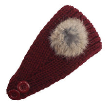 Korean Fashion Faux Fur Headbands With Pompon Ball  Warm Knitting Button Headbands For Women Hair Accessories LY GS