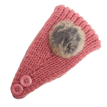 Korean Fashion Faux Fur Headbands With Pompon Ball  Warm Knitting Button Headbands For Women Hair Accessories LY GS