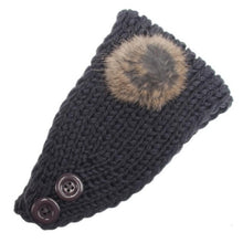 Korean Fashion Faux Fur Headbands With Pompon Ball  Warm Knitting Button Headbands For Women Hair Accessories LY GS