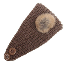 Korean Fashion Faux Fur Headbands With Pompon Ball  Warm Knitting Button Headbands For Women Hair Accessories LY GS