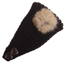 Korean Fashion Faux Fur Headbands With Pompon Ball  Warm Knitting Button Headbands For Women Hair Accessories LY GS