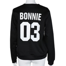 New Arrival  Long Sleeve Womens Tops "BONNIE 03,CLYDE 03" Letter Print Lovers T-Shirt Femme Plus Size Couple Clothes GS