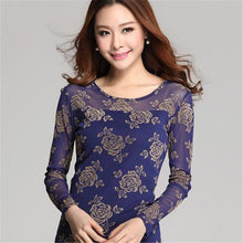 New Arrival Chiffon Blouse Plus Size Women Tops Casual Full Sleeve O-neck M-2XL Spring Rose Print Shirt 70672 GS