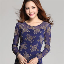 New Arrival Chiffon Blouse Plus Size Women Tops Casual Full Sleeve O-neck M-2XL Spring Rose Print Shirt 70672 GS
