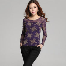 New Arrival Chiffon Blouse Plus Size Women Tops Casual Full Sleeve O-neck M-2XL Spring Rose Print Shirt 70672 GS