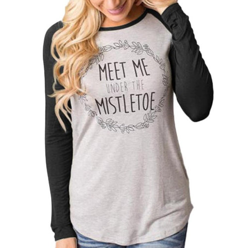 New Arrival Women Fashion T-Shirts Round Collar Cotton Long Sleeve Casual Loose Tops Christmas Camiseta Feminina Plus Size GS