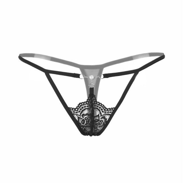 New Arrival Women's Sexy Lace Pearl Low-Waist G-String Hollow Underwear Women Thongs Panties G String For Ladies GS
