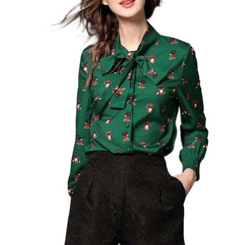 New  Blouses For Women Loose Turn-down Collar Long Sleeve Green Shirts Women Office Wear Tops Female GS