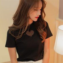 New Brand Women T shirts Heart Hollow out t-shirt Women Top Short Sleeve Female Plus Size 71990 GS