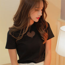 New Brand Women T shirts Heart Hollow out t-shirt Women Top Short Sleeve Female Plus Size 71990 GS
