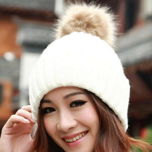 New Design 7 Colors Women Hat Female Knitted  Rabbit Fur Ball Warm Hat Crochet knit beanie Wool Cap G310Y12 GS