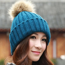 New Design 7 Colors Women Hat Female Knitted  Rabbit Fur Ball Warm Hat Crochet knit beanie Wool Cap G310Y12 GS