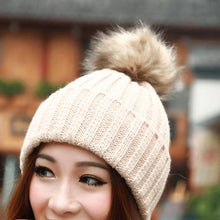 New Design 7 Colors Women Hat Female Knitted  Rabbit Fur Ball Warm Hat Crochet knit beanie Wool Cap G310Y12 GS