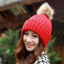 New Design 7 Colors Women Hat Female Knitted  Rabbit Fur Ball Warm Hat Crochet knit beanie Wool Cap G310Y12 GS