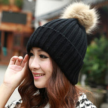 New Design 7 Colors Women Hat Female Knitted  Rabbit Fur Ball Warm Hat Crochet knit beanie Wool Cap G310Y12 GS