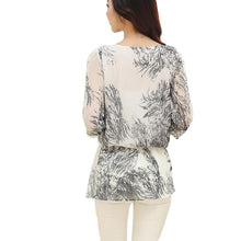 New Fashion 3/4 Sleeve T-shirts Plus Size Female Print Long T shirts Top O-neck Women Chiffon t shirt 71142 GS