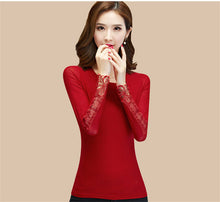 New Fashion Autumn Hot  Shirt Women Blouse O-neck Full Tee Shirt Chiffon Lace Casual Blouses Plus Size Blusas 71516 GS
