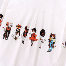 New Fashion Cartoon Print Shirts Women Button Half Sleeve Turn-down Collar Blouse Female Loose Casual Shirt Tops 31822 GS