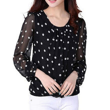 New Fashion Long Sleeve Plus Size T-shirts Female T shirt Polka Dot Print Tops Women Clothing 70834 GS