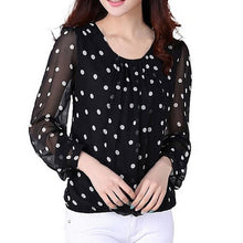 New Fashion Long Sleeve Plus Size T-shirts Female T shirt Polka Dot Print Tops Women Clothing 70834 GS