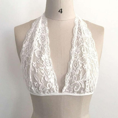 New Fashion Sexy Women Lace Backless Tank Top Crop Black White halter crop top Slim Top Femme Cropped YLYL GS