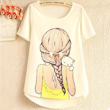 New Fashion Short Sleeve Plus Size T-shirts Female T shirts Print Tops Women Clothing 70831 GS