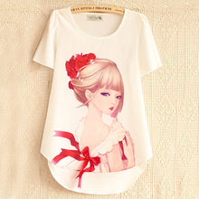 New Fashion Short Sleeve Plus Size T-shirts Female T shirts Print Tops Women Clothing 70831 GS