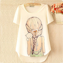 New Fashion Short Sleeve Plus Size T-shirts Female T shirts Print Tops Women Clothing 70831 GS