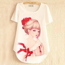 New Fashion Short Sleeve Plus Size T-shirts Female T shirts Print Tops Women Clothing 70831 GS