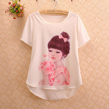 New Fashion Short Sleeve Plus Size T-shirts Female T shirts Print Tops Women Clothing 70831 GS