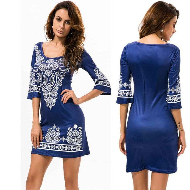 New Fashion  Women's Print Elegent Mini Dresses Femme Slim Office Lady Casual Women Clothing Dress Women Vestido GS