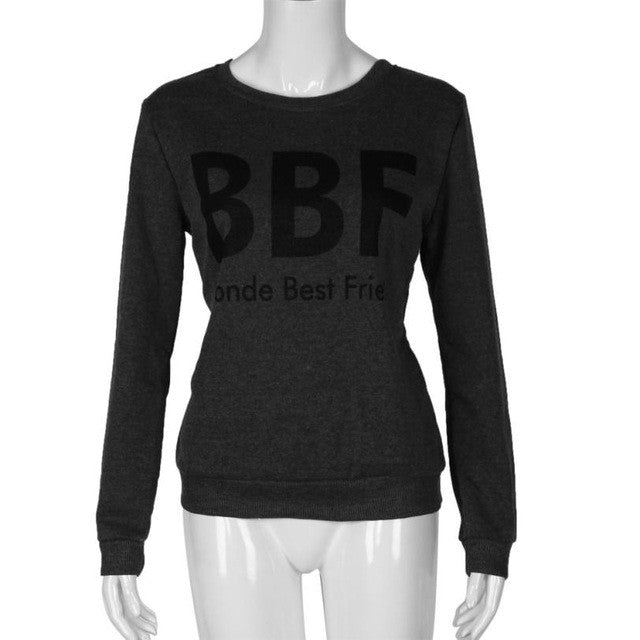 New Fashion T Shirt Women Long Sleeve  Tops For Best Friends Leeter Print Casual Loose Women T-shirt Female GS
