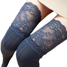 New Fashion Thigh High Cotton Lace Splicing Over The Knee Long Cotton Solid Warmer Soft Thigh High Stockings 1128# GS