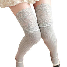 New Fashion Thigh High Cotton Lace Splicing Over The Knee Long Cotton Solid Warmer Soft Thigh High Stockings 1128# GS