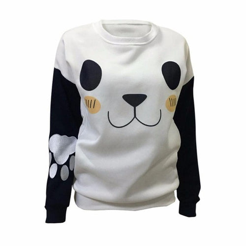 New Fashion Tops Women Cute Lovely Panda Print  Long Sleeve T-shirt O Neck Cotton Tee Shirt Female GS