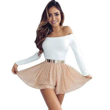 New Fashion Tops Women Long Sleeve Off The Shoulder Sleeveless Short Top Tight Knitting Casual Strapless T-shirt Femme GS